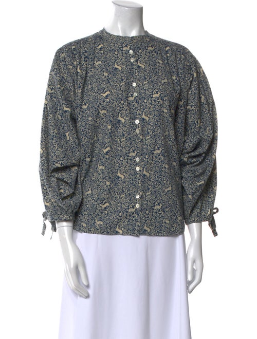 DÔEN Printed Mock Neck Blouse