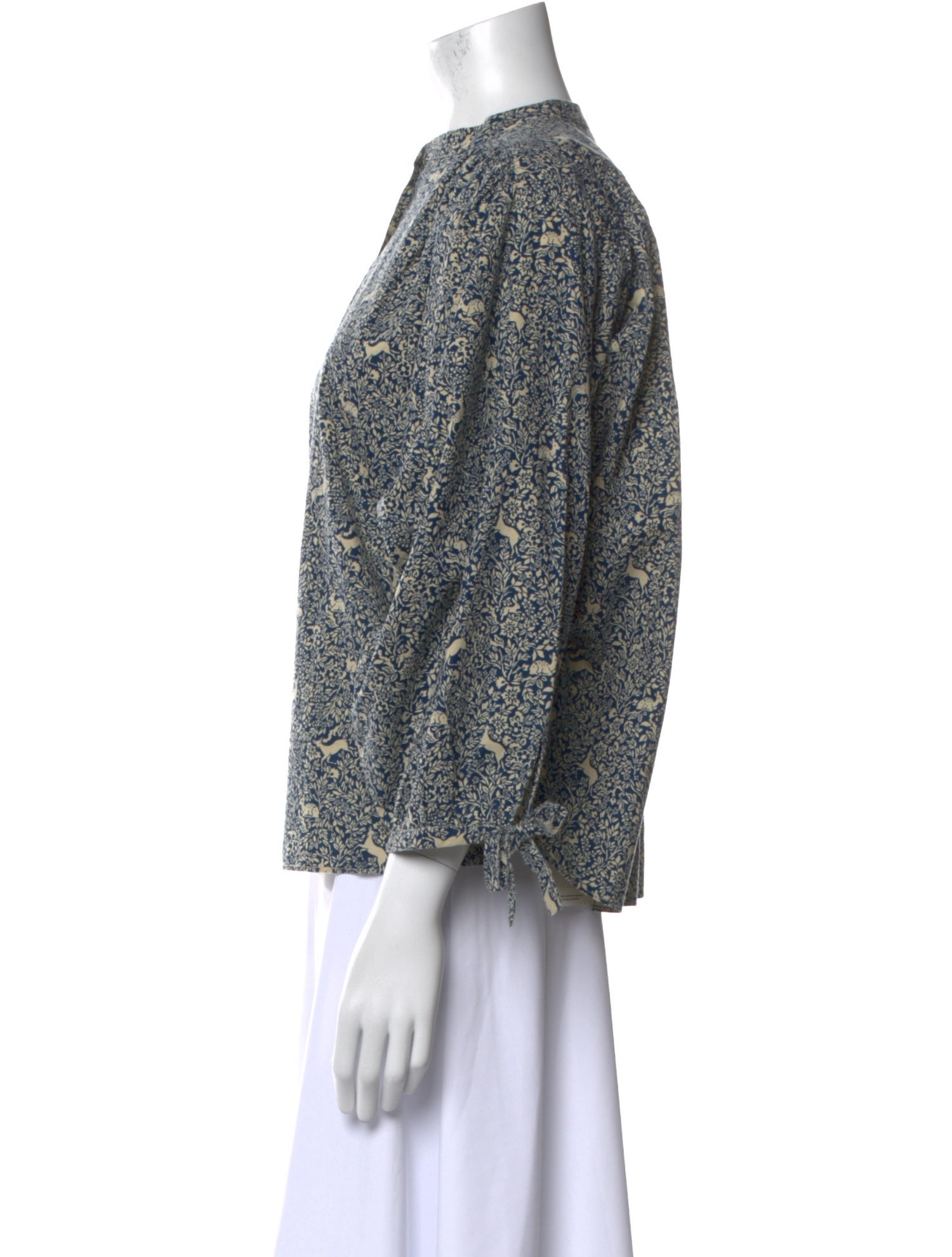 DÔEN Printed Mock Neck Blouse