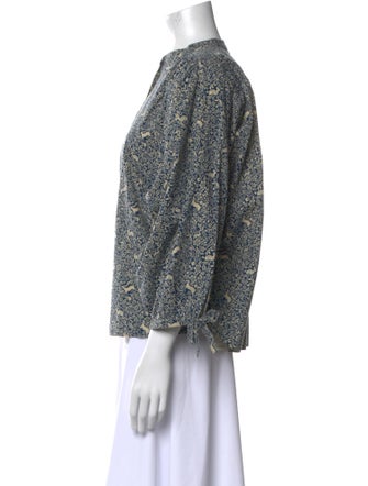 DÔEN Printed Mock Neck Blouse