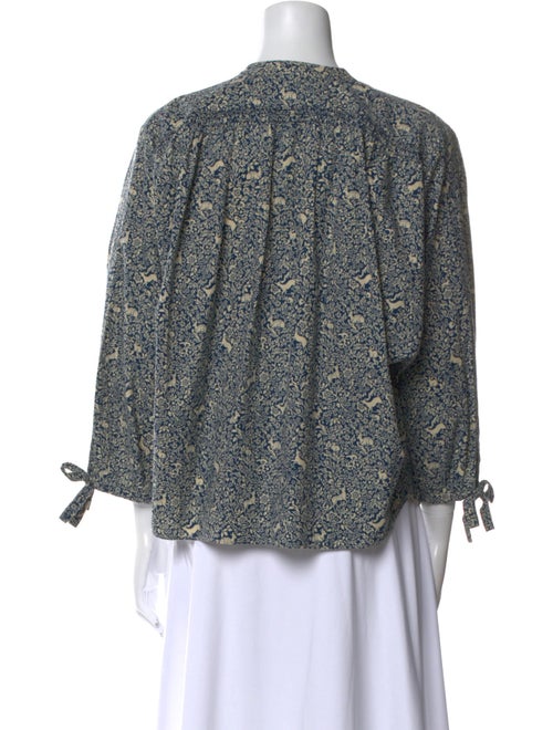 DÔEN Printed Mock Neck Blouse