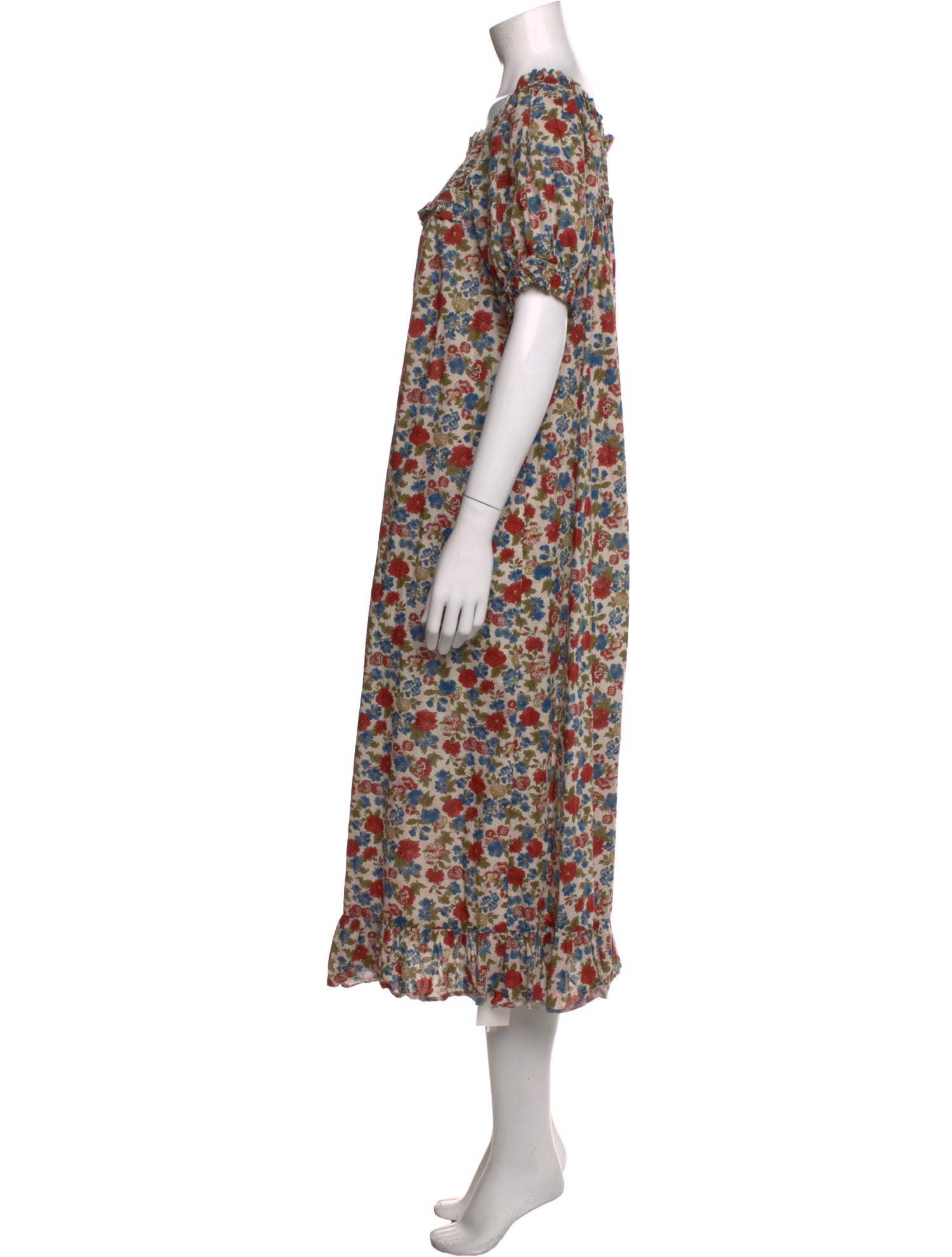 DÔEN Floral Print Midi Length Dress