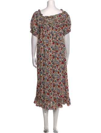 DÔEN Floral Print Midi Length Dress