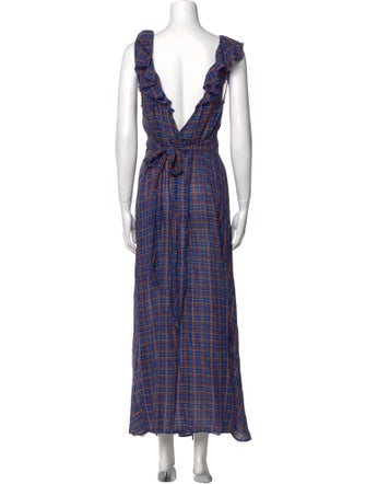 DÔEN Plaid Print Long Dress