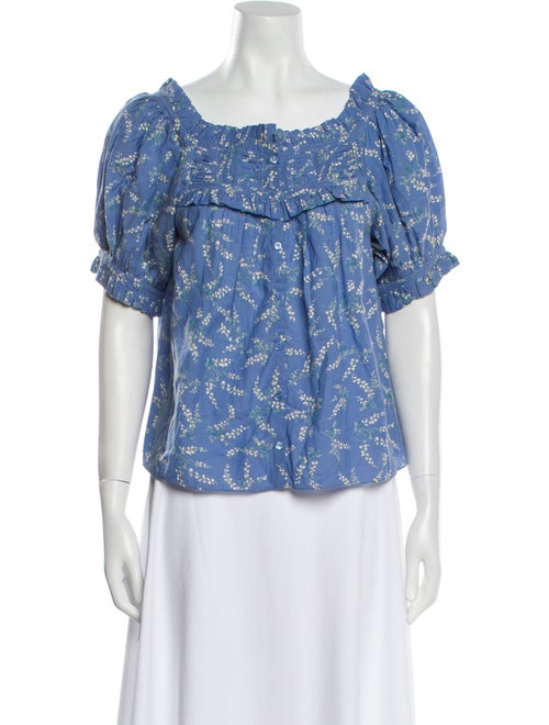 DÔEN Floral Print Square Neckline Blouse