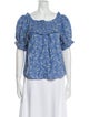 DÔEN Floral Print Square Neckline Blouse