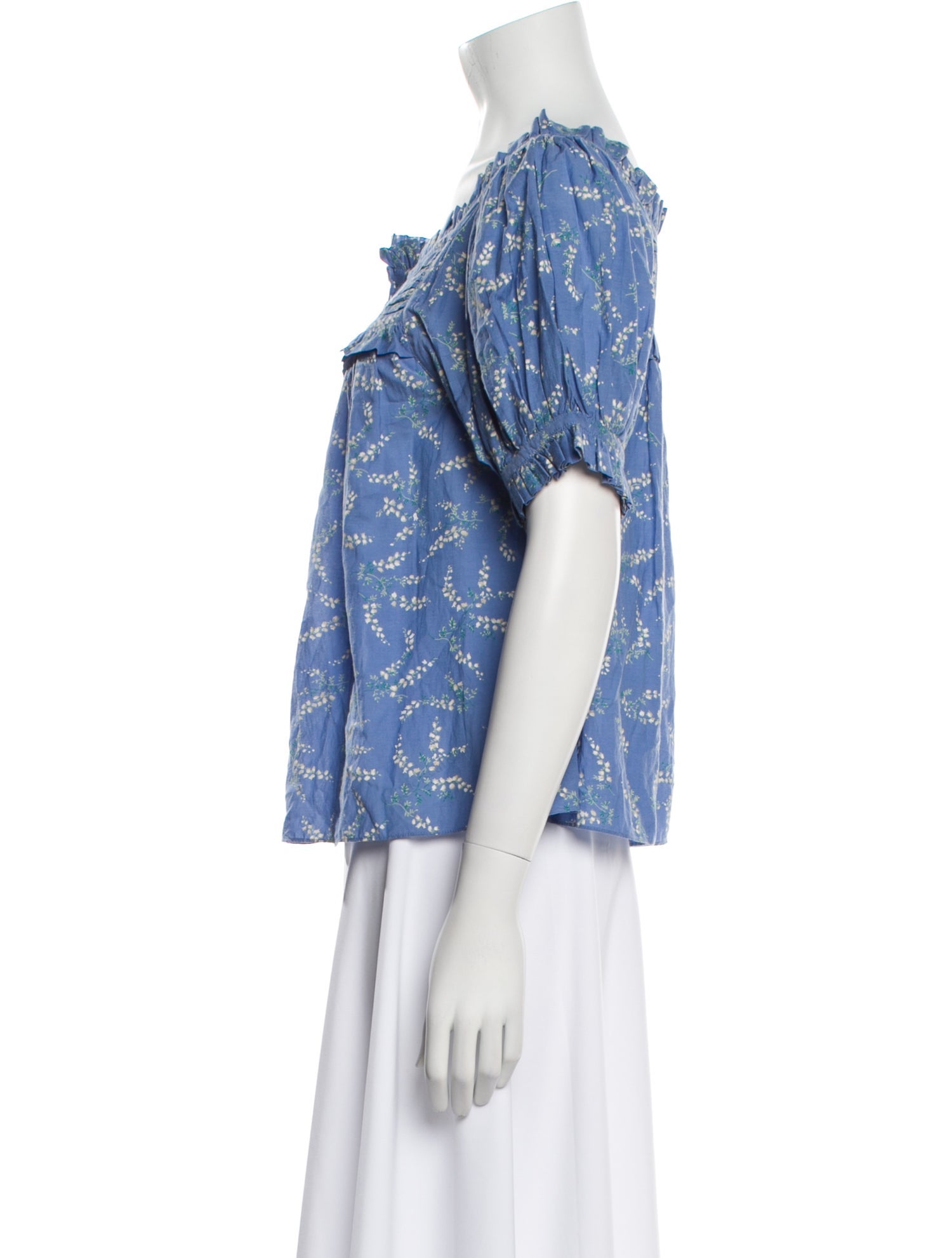 DÔEN Floral Print Square Neckline Blouse