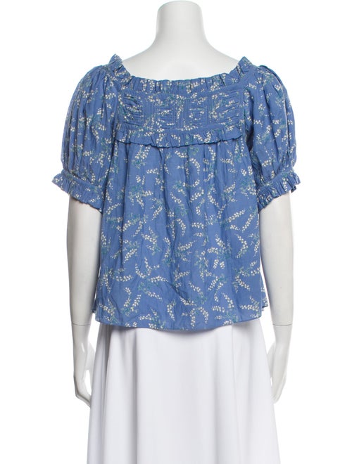 DÔEN Floral Print Square Neckline Blouse