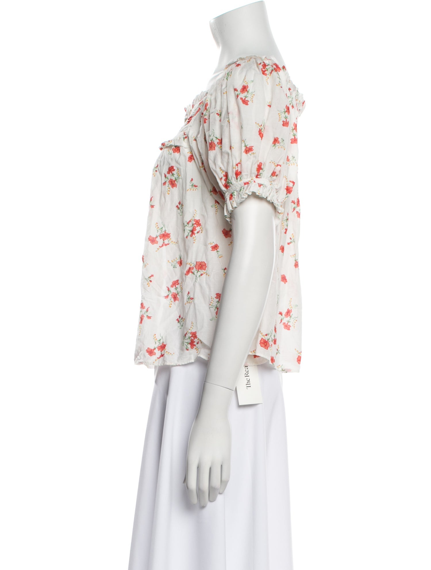 DÔEN Floral Print Square Neckline Blouse