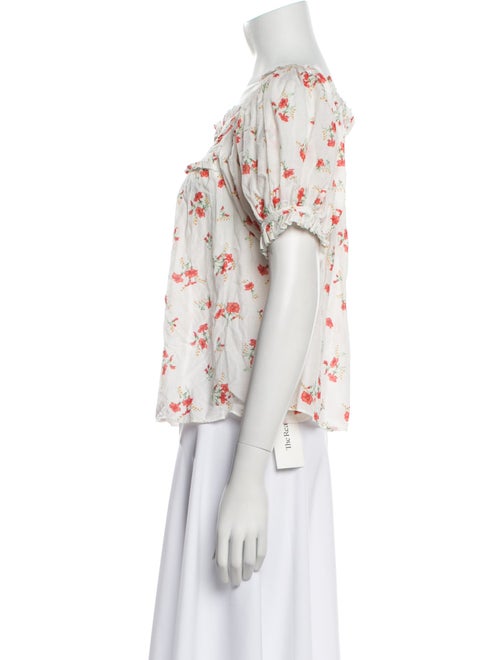 DÔEN Floral Print Square Neckline Blouse