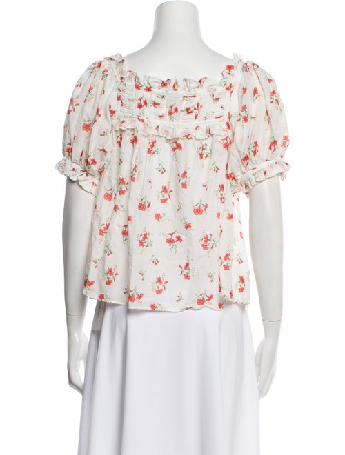 DÔEN Floral Print Square Neckline Blouse