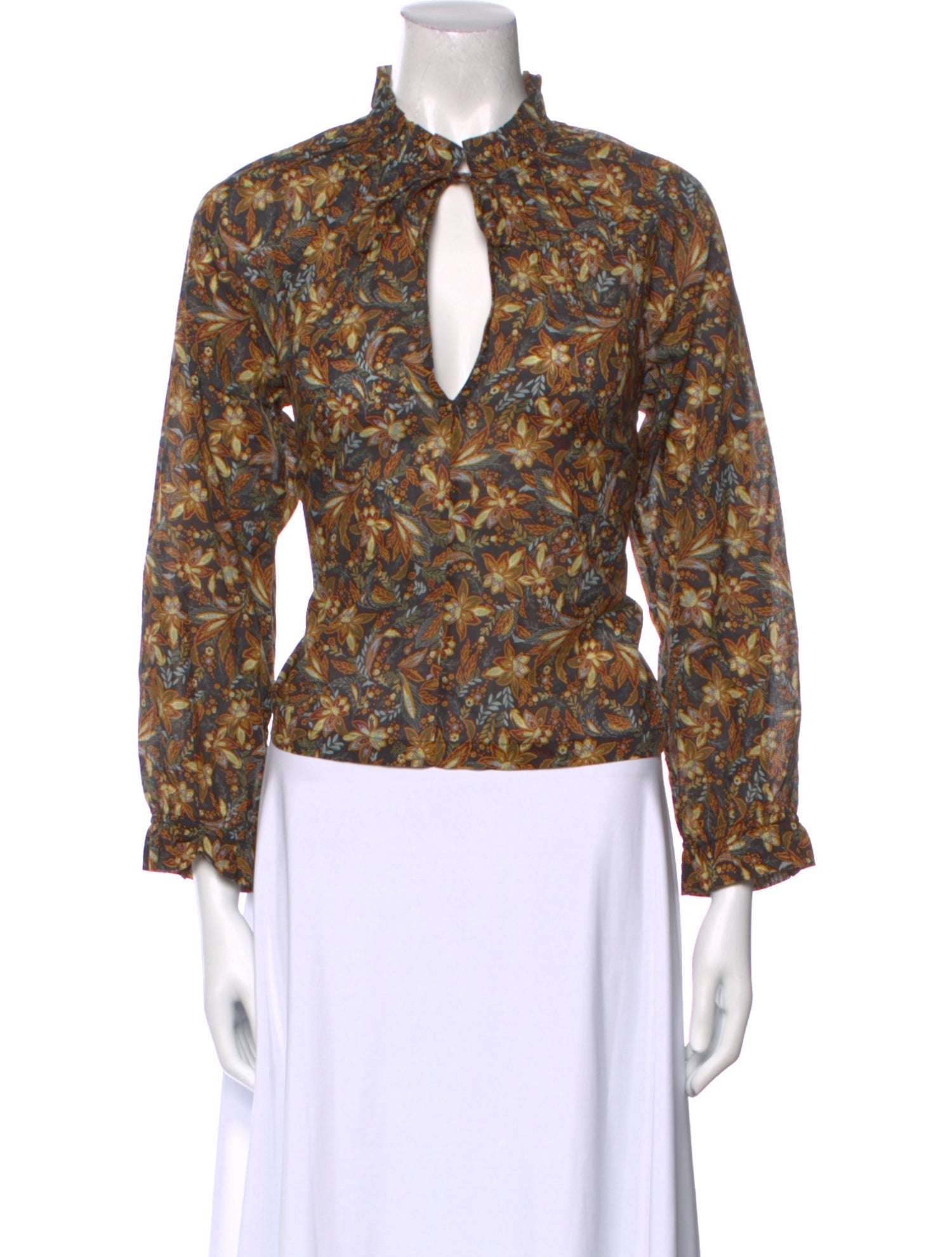 DÔEN Printed V-Neck Top