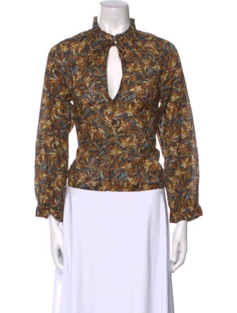 DÔEN Printed V-Neck Top