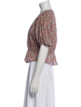 DÔEN Floral Print Crew Neck Crop Top