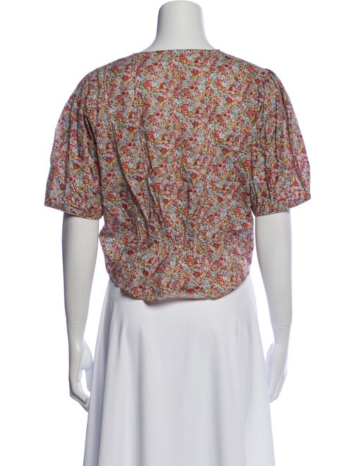 DÔEN Floral Print Crew Neck Crop Top