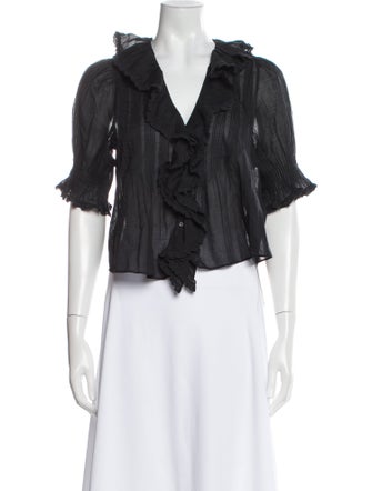 DÔEN V-Neck Short Sleeve Crop Top