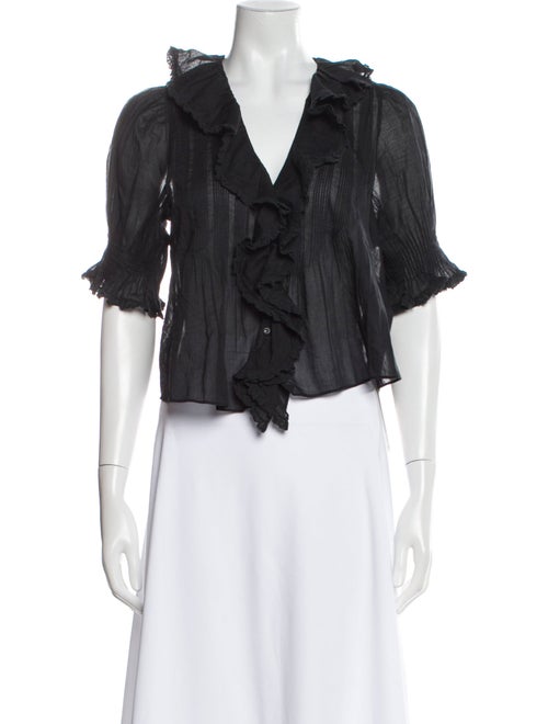 DÔEN V-Neck Short Sleeve Crop Top