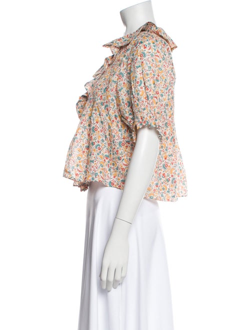 DÔEN Floral Print V-Neck Crop Top