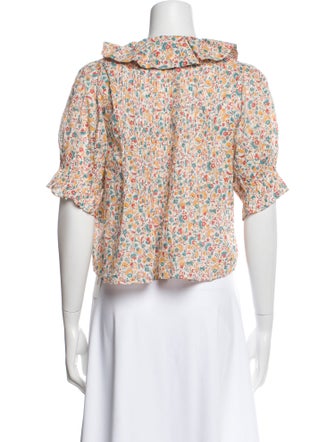 DÔEN Floral Print V-Neck Crop Top