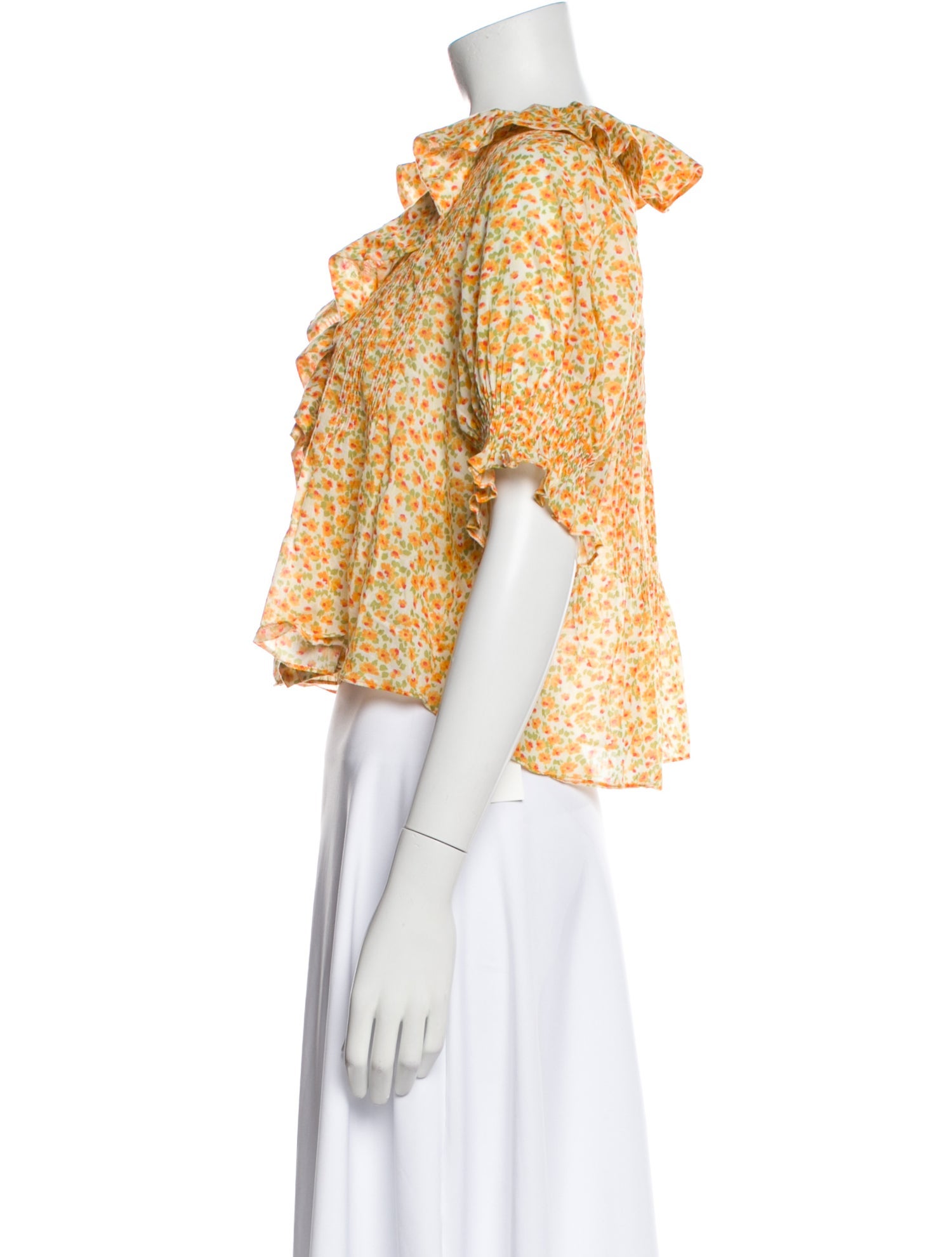 DÔEN Floral Print V-Neck Crop Top