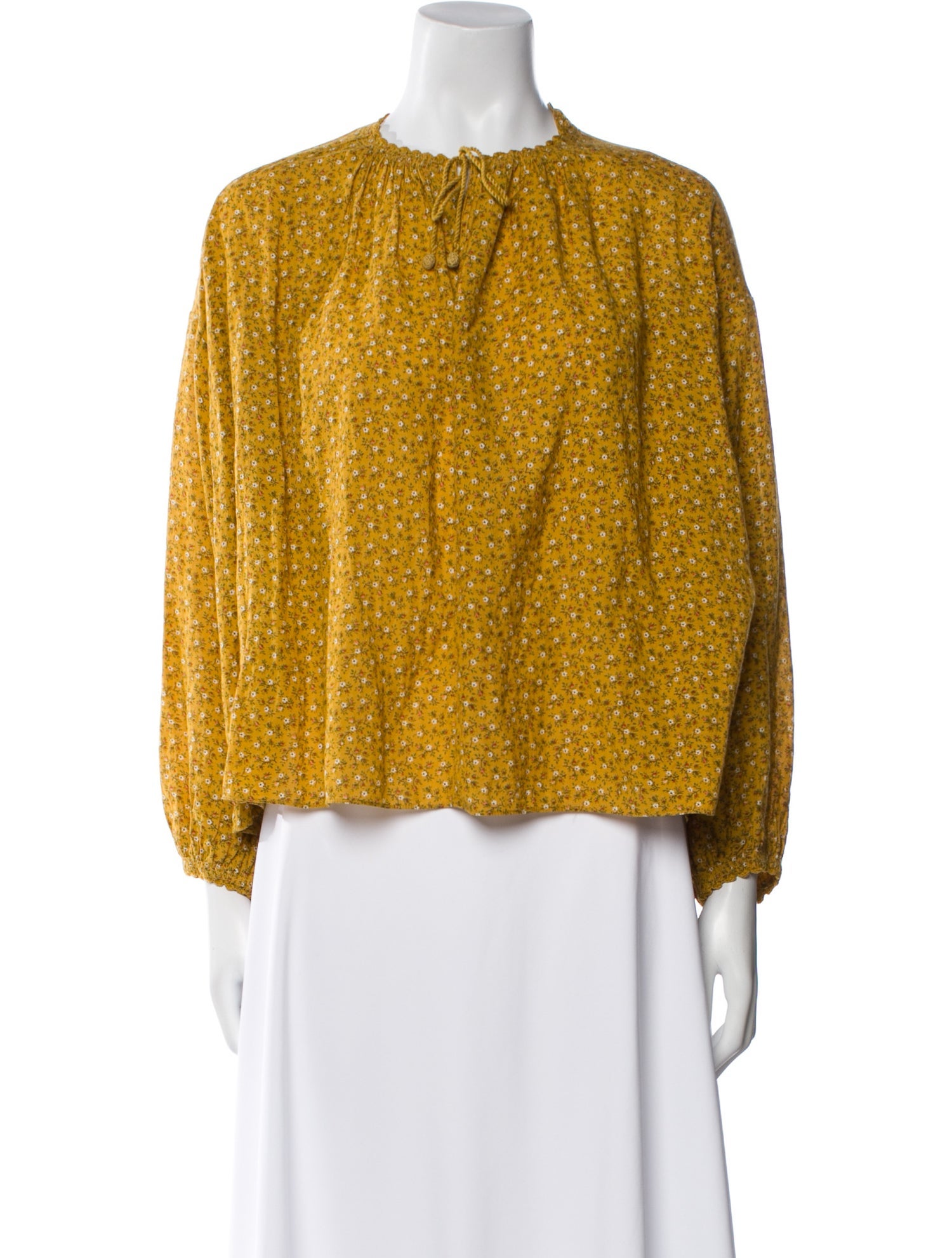 DÔEN Printed Crew Neck Blouse