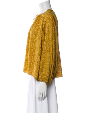 DÔEN Printed Crew Neck Blouse