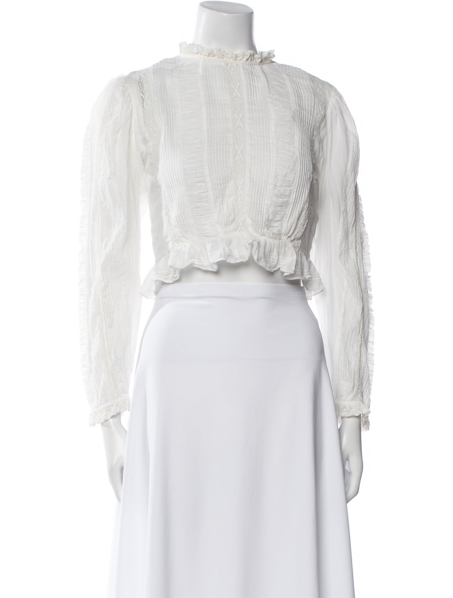 DÔEN Mock Neck Three-Quarter Sleeve Crop Top