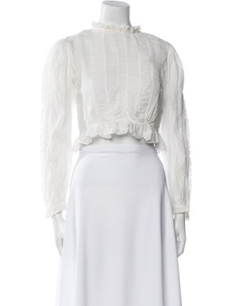 DÔEN Mock Neck Three-Quarter Sleeve Crop Top