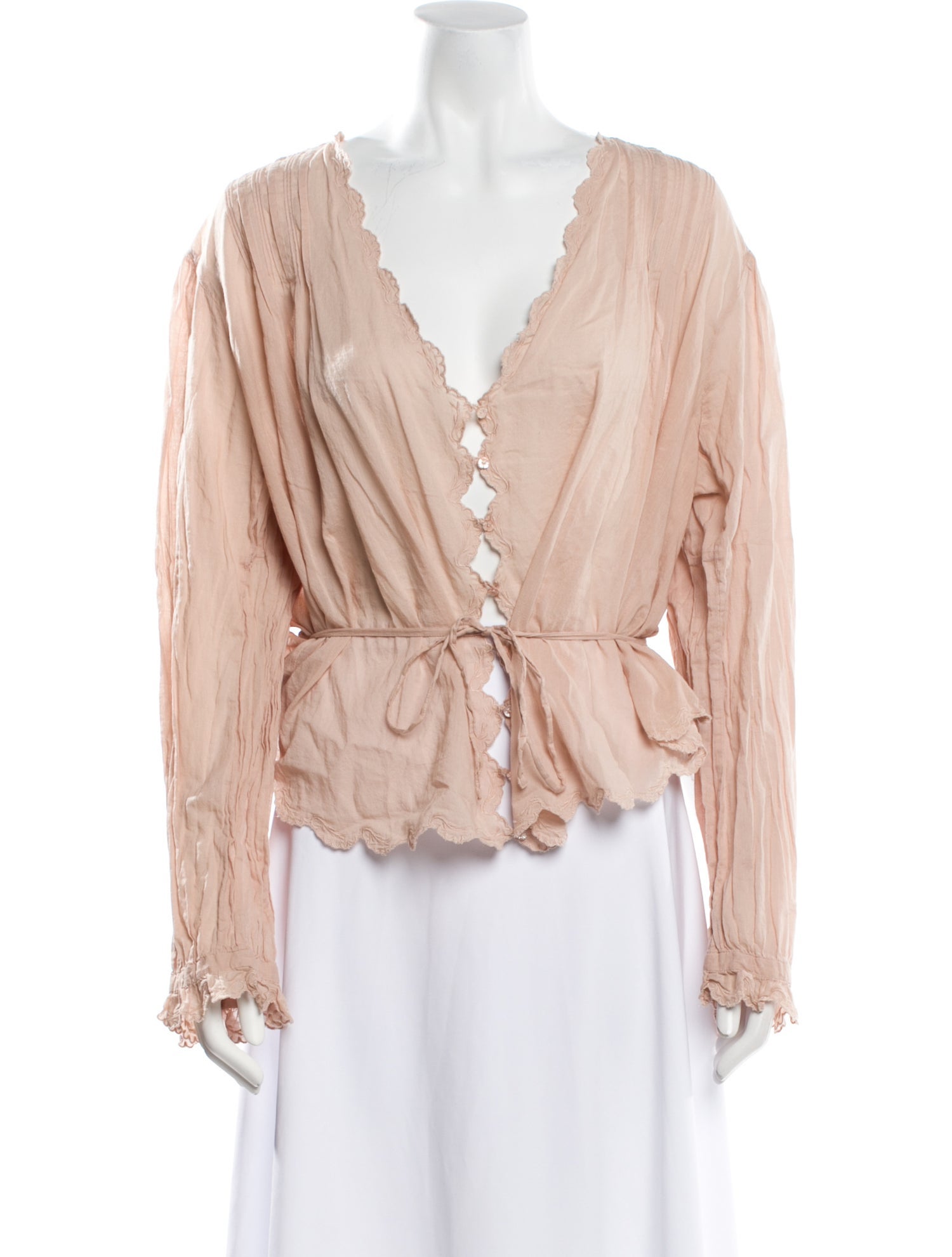 DÔEN V-Neck Long Sleeve Blouse