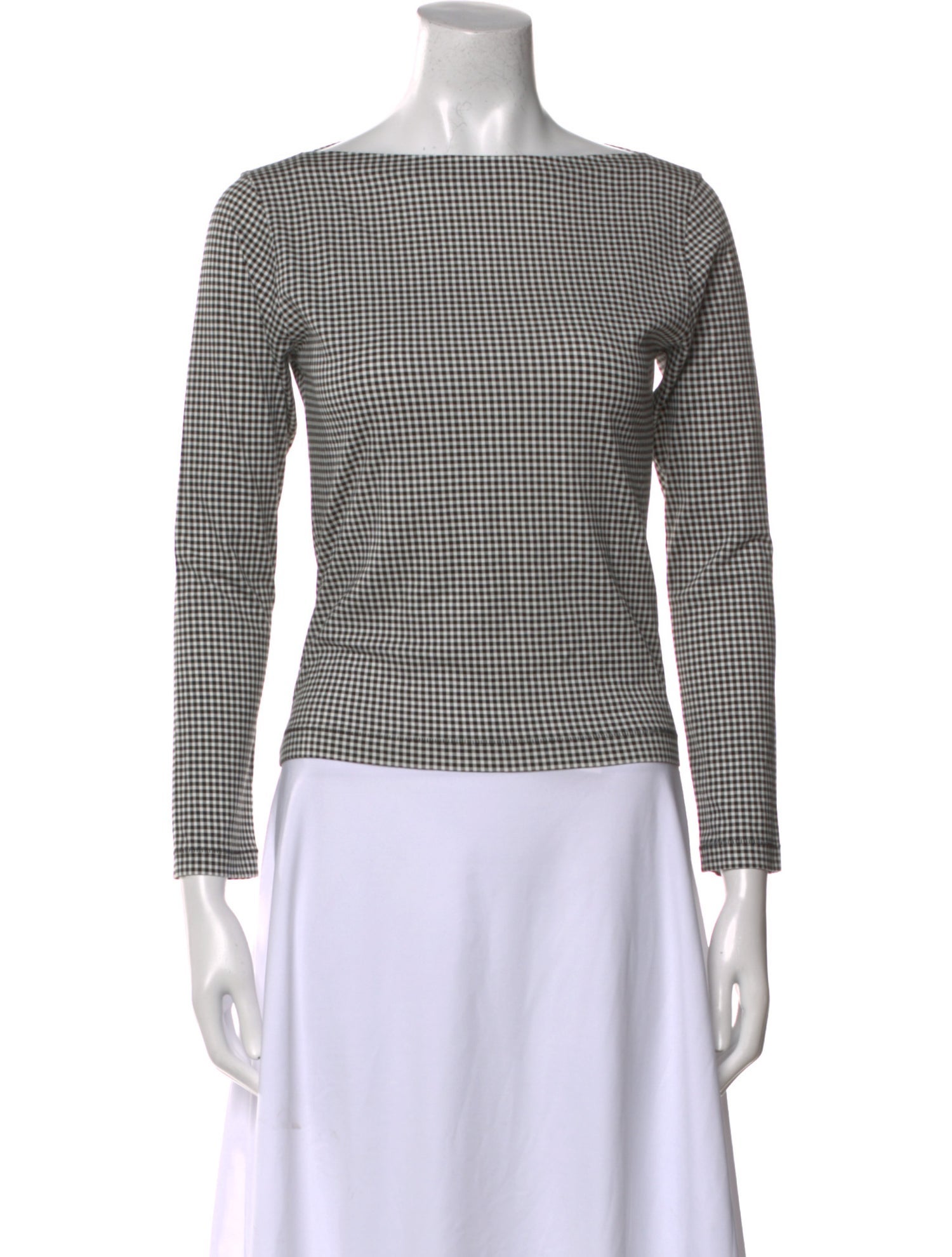 DÔEN Plaid Print Bateau Neckline Crop Top w/ Tags