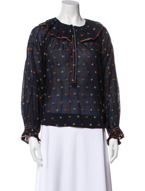 DÔEN Printed Crew Neck Blouse