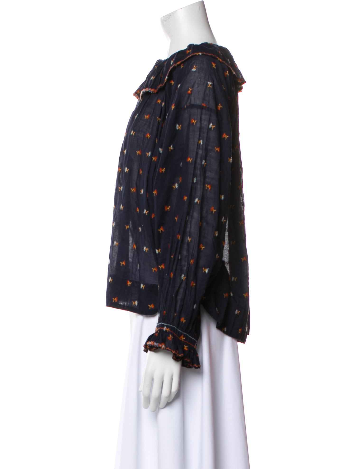 DÔEN Printed Crew Neck Blouse