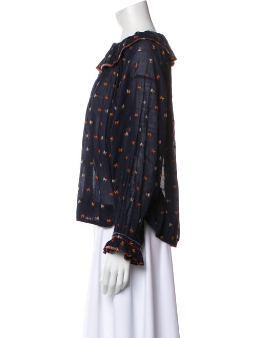 DÔEN Printed Crew Neck Blouse