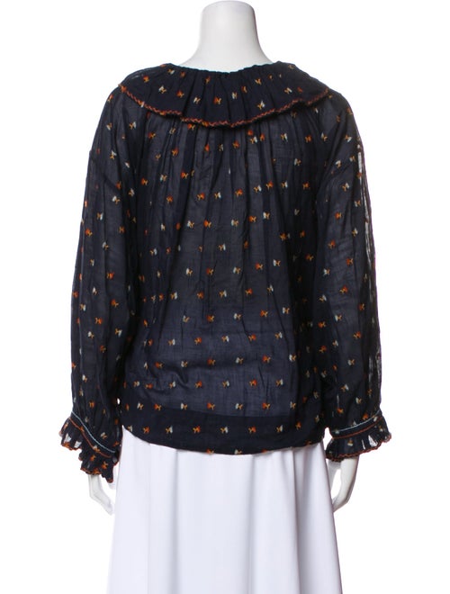 DÔEN Printed Crew Neck Blouse