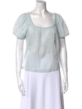 DÔEN Square Neckline Short Sleeve Blouse