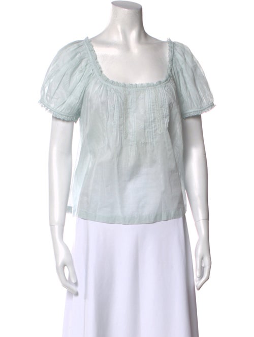 DÔEN Square Neckline Short Sleeve Blouse