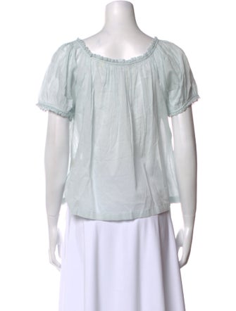 DÔEN Square Neckline Short Sleeve Blouse