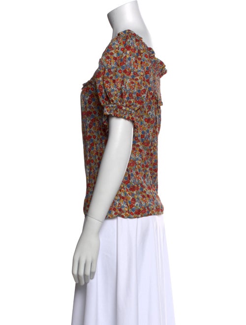 DÔEN Floral Print Scoop Neck Blouse