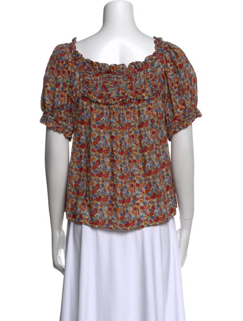 DÔEN Floral Print Scoop Neck Blouse