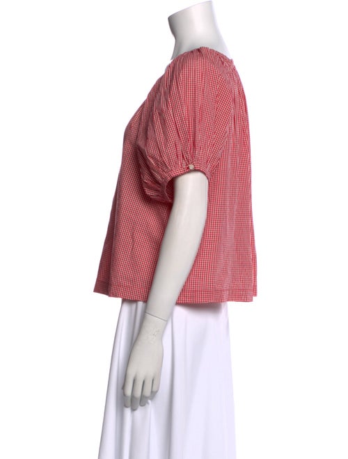 DÔEN Plaid Print Scoop Neck Top