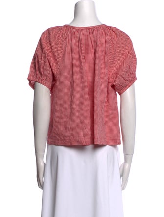 DÔEN Plaid Print Scoop Neck Top