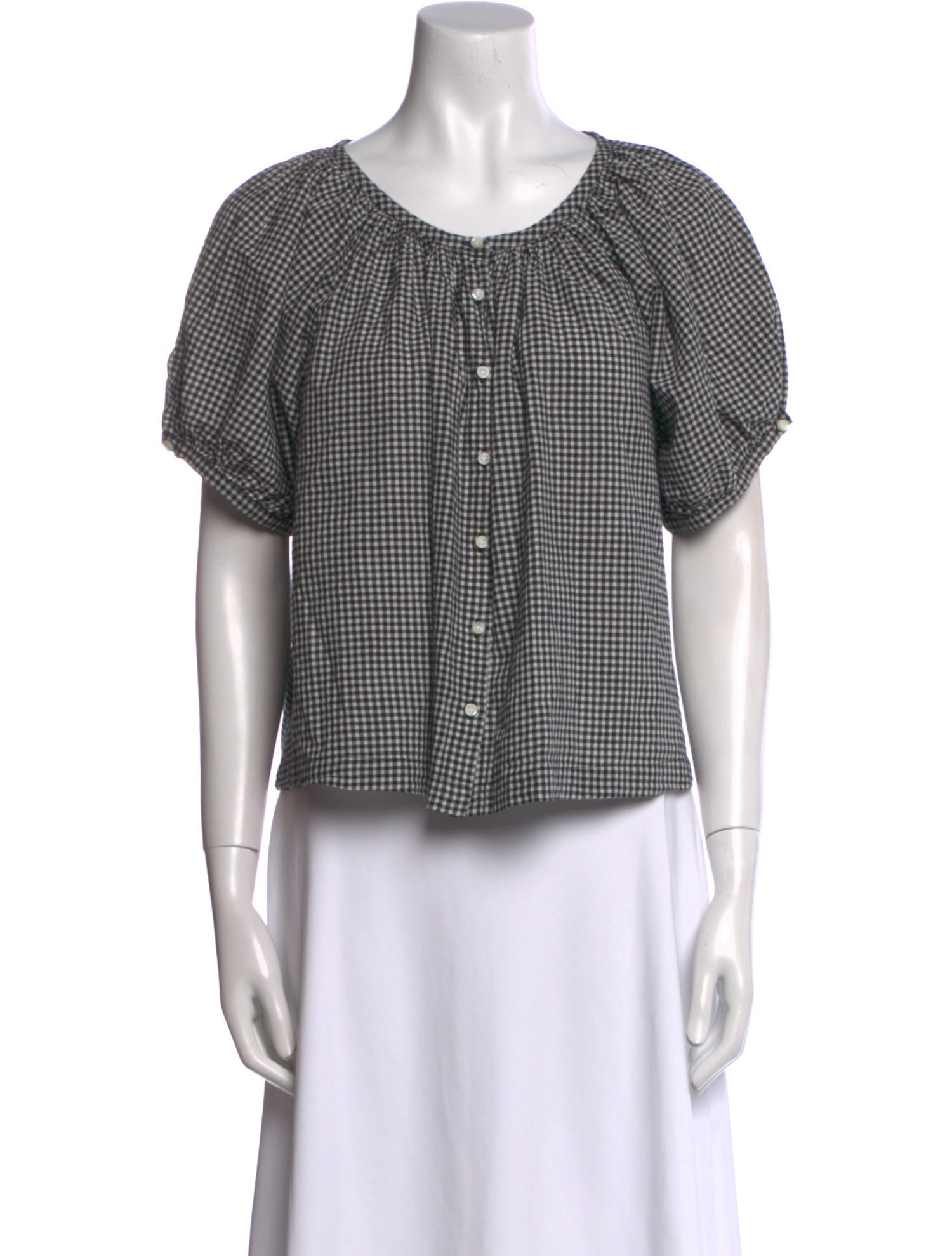 DÔEN Plaid Print Scoop Neck Crop Top