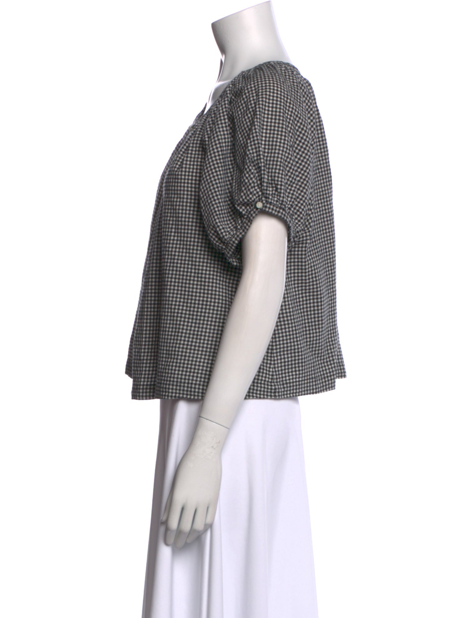 DÔEN Plaid Print Scoop Neck Crop Top