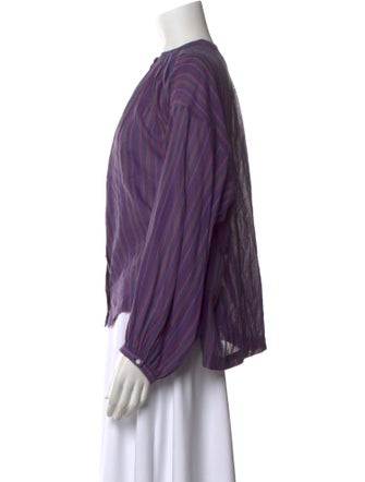 DÔEN Striped Crew Neck Blouse