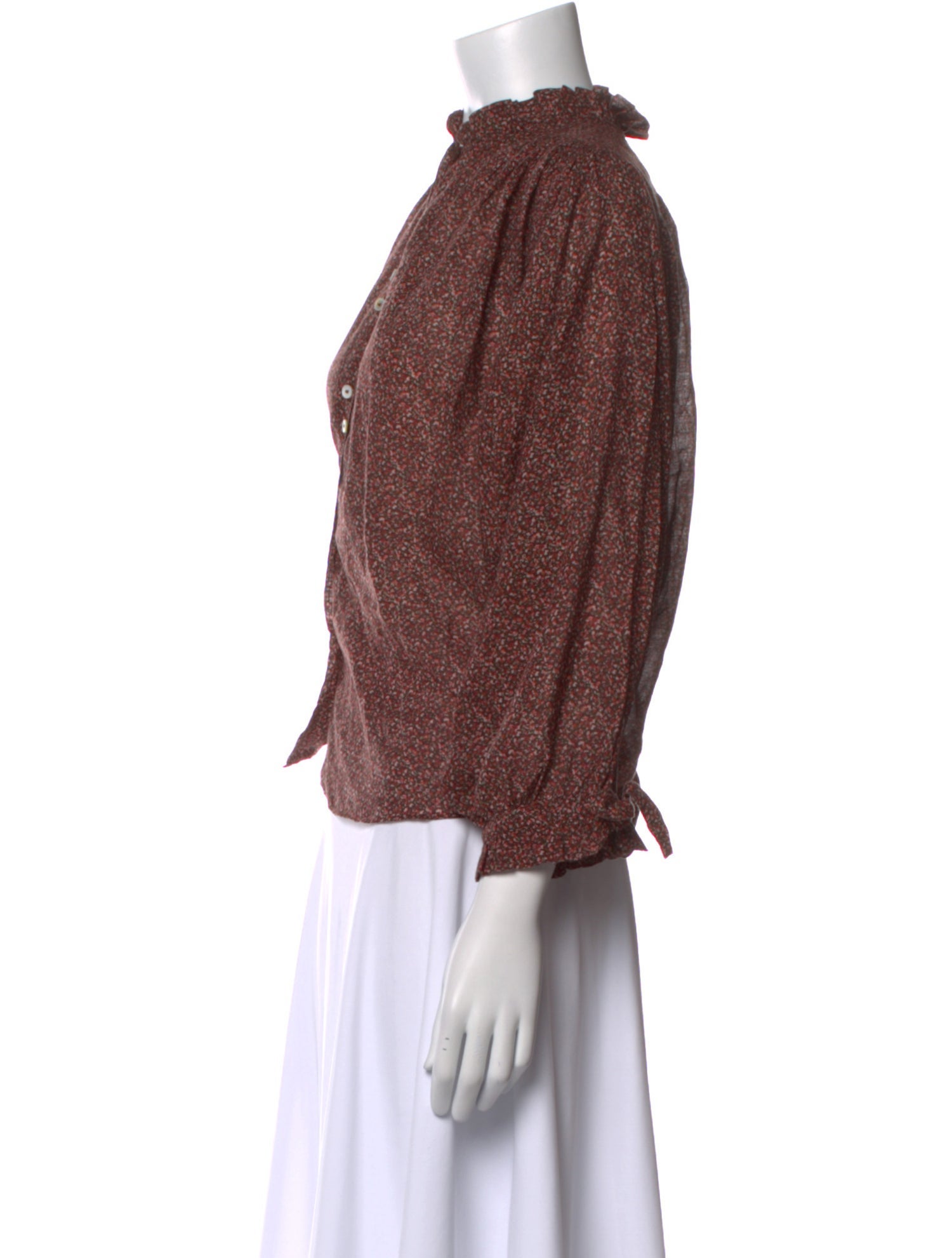 DÔEN Printed Mock Neck Blouse