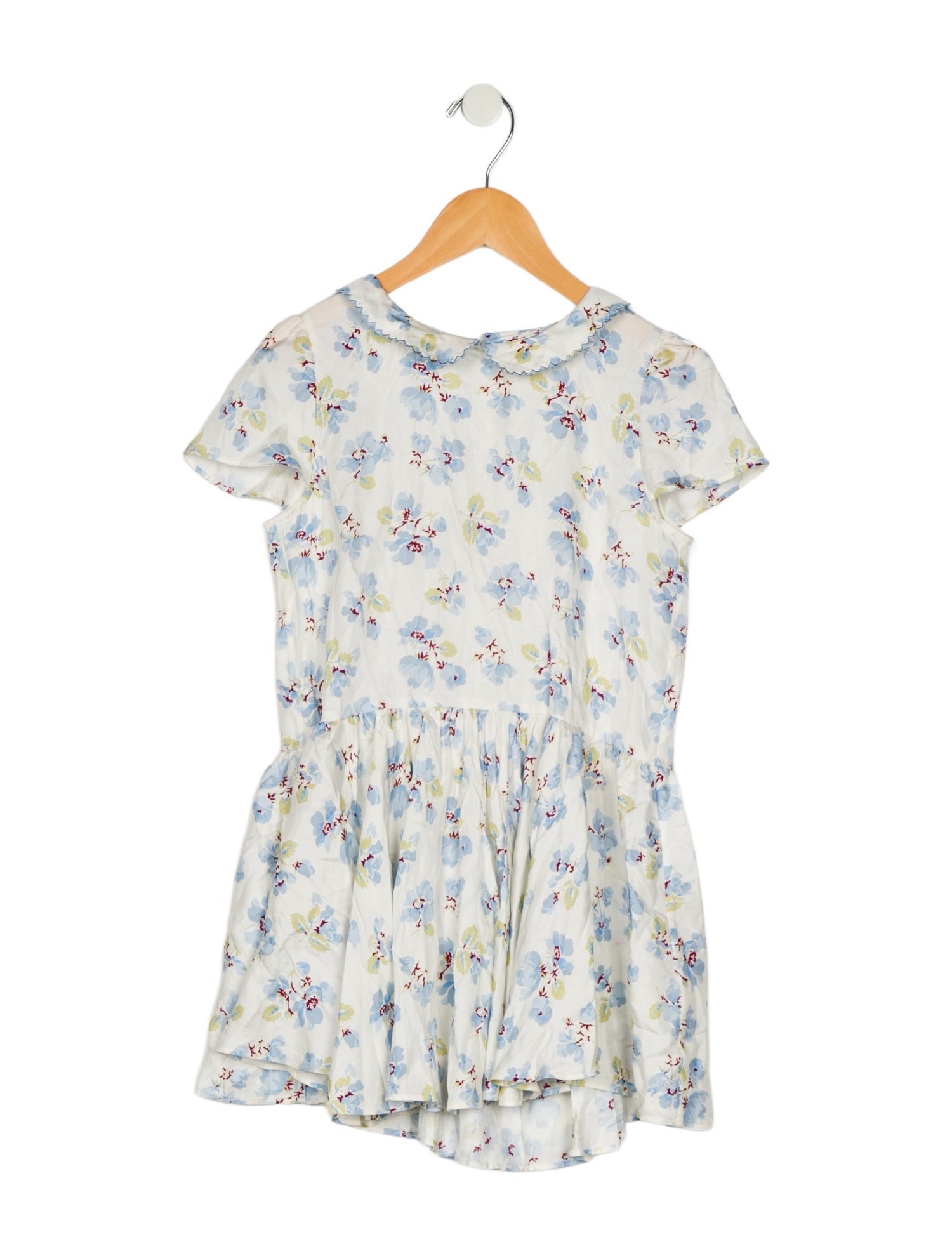 DÔEN Girls' Floral Silk Short Sleeve Dress