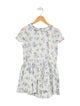 DÔEN Girls' Floral Silk Short Sleeve Dress