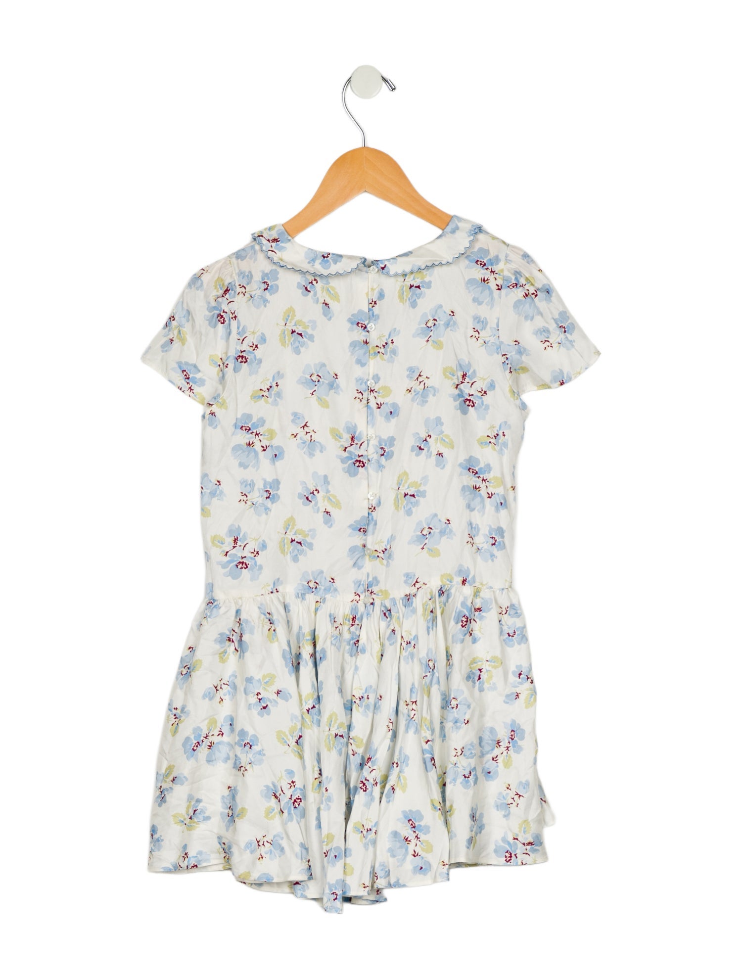 DÔEN Girls' Floral Silk Short Sleeve Dress