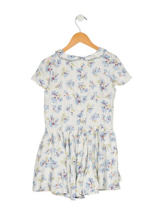 DÔEN Girls' Floral Silk Short Sleeve Dress