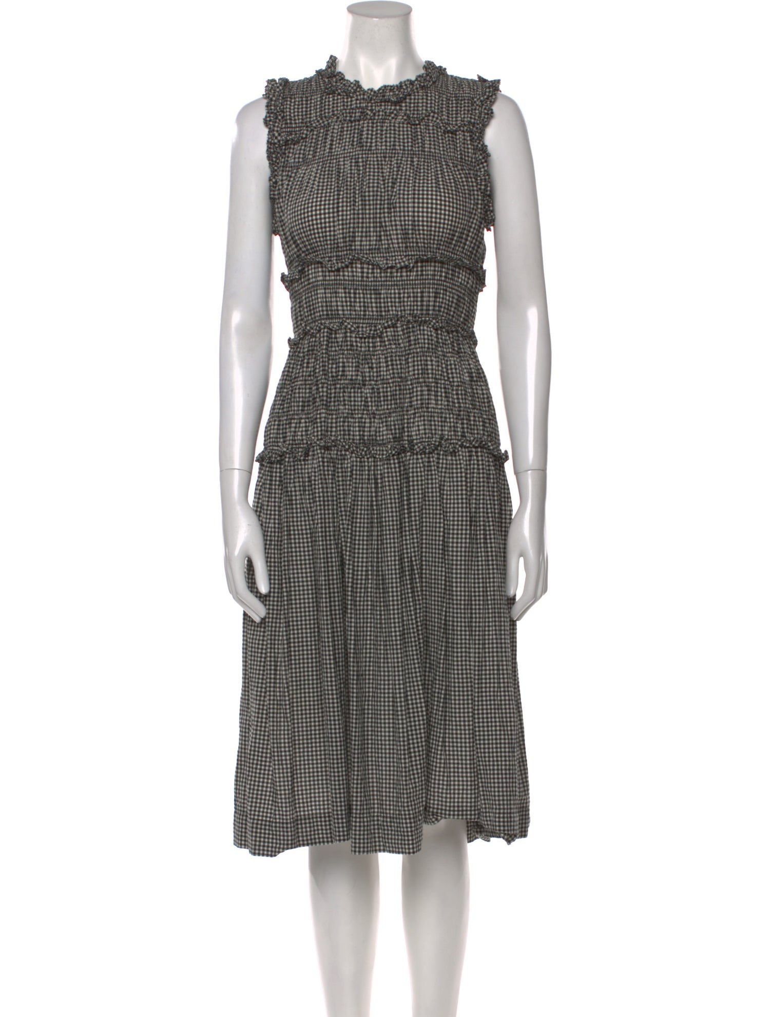 DÔEN Plaid Print Midi Length Dress