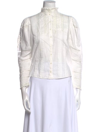 DÔEN Mock Neck Long Sleeve Button-Up Top